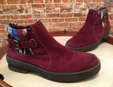 Earth Origins Burgundy Suede Tate Water Repellent  Ankle Boot 10 Sale