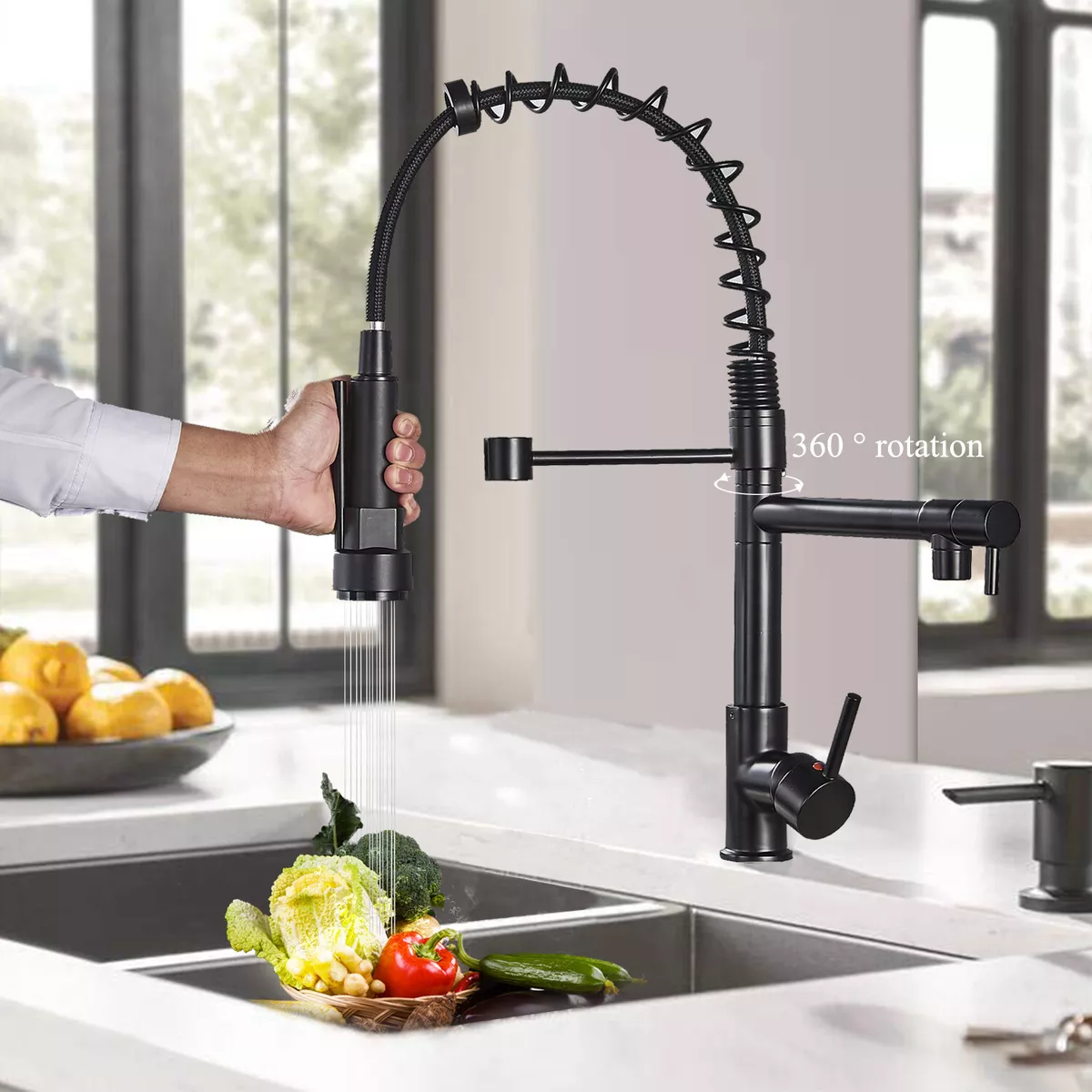 Matte Black Kitchen Faucet Sink Single