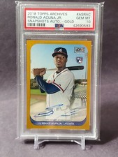 2018 Topps Archives Snapshots Gold Ronald Acuna Jr. ROOKIE AUTO /10 RC PSA 10