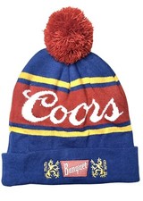 2022 Coors Banquet Beer Touk Style Beanie Winter Ski Cap Pom Hat Red Blue OSFM