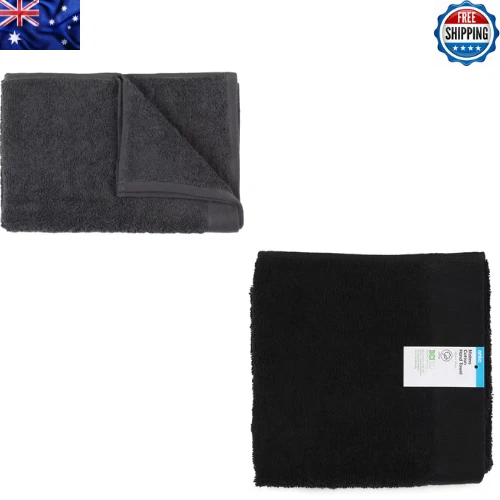 Malmo Cotton Hand Towel - Grey & Black - Picture 1 of 5