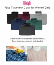 Women Girls Causal Collar Neck Dickey False Turtleneck Half Top Faux Fake Collar