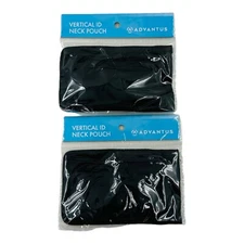 Lot of 2 Advantus Vertical ID Neck Pouch Black/Clear 3.25" x 5" Holder