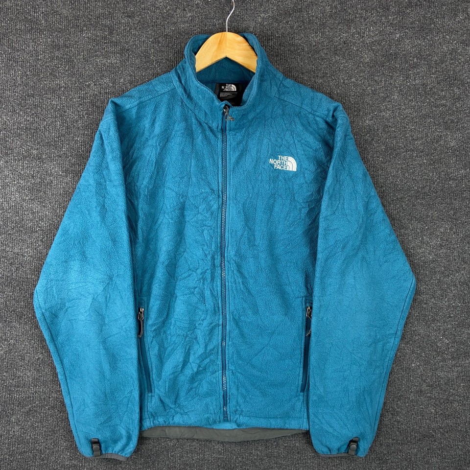 The North Face Mens Jacket M Blue Fleece Long Sleeve Full Zip Logo Winter Warm