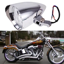 Motorcycle Chrome Visor Bullet Headlight Lamp For Harley Bobber Chopper Cruiser
