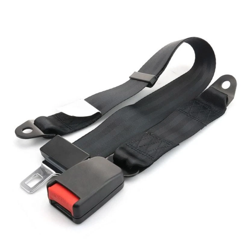 Black 2 Point Retractable Safety Seat Belt Lap Extra long Adjustable Nylon  Strap