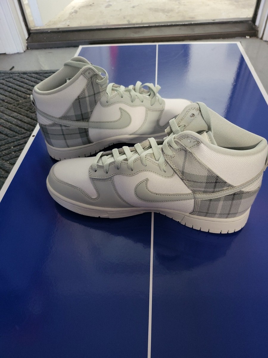 Nike Dunk High SE Tartan Plaid White Light Green Mens DV0826-100  