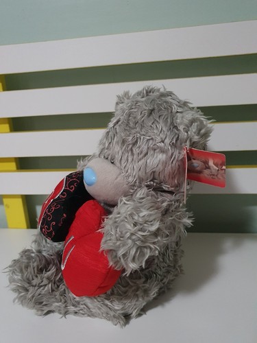 ME TO YOU TEDDY BEAR 24CM GREY BEAR BLUE NOSE I LOVE YOU HEARTS TAGGED - Picture 2 of 4