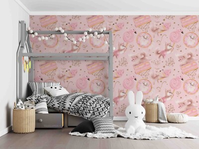 3D Cartoon Pink Animal Cat Yarn Wall Murals Wallpaper Murals Wall Sticker