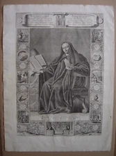 Large Engraving of 1650 Engraved Portrait of Abbot SUGER Abbey of Saint-Denis