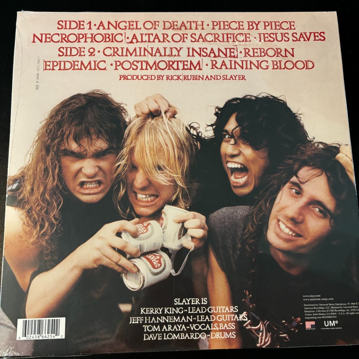 SLAYER REIGN IN BLOOD, BLOOD RED SPLATTERED VINYL LP, RSD