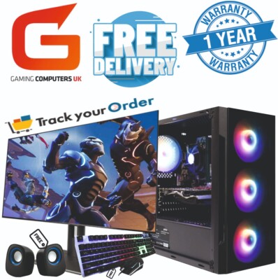 Gaming PC COMPUTER BUNDLE Core i7 16GB 240GB + 1TB RTX 3050 Win10 22''