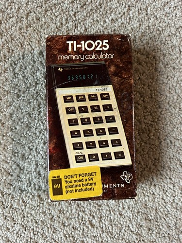 Vintage Texas Instruments Modell TI-1025 Speicherrechner mit Box funktioniert top