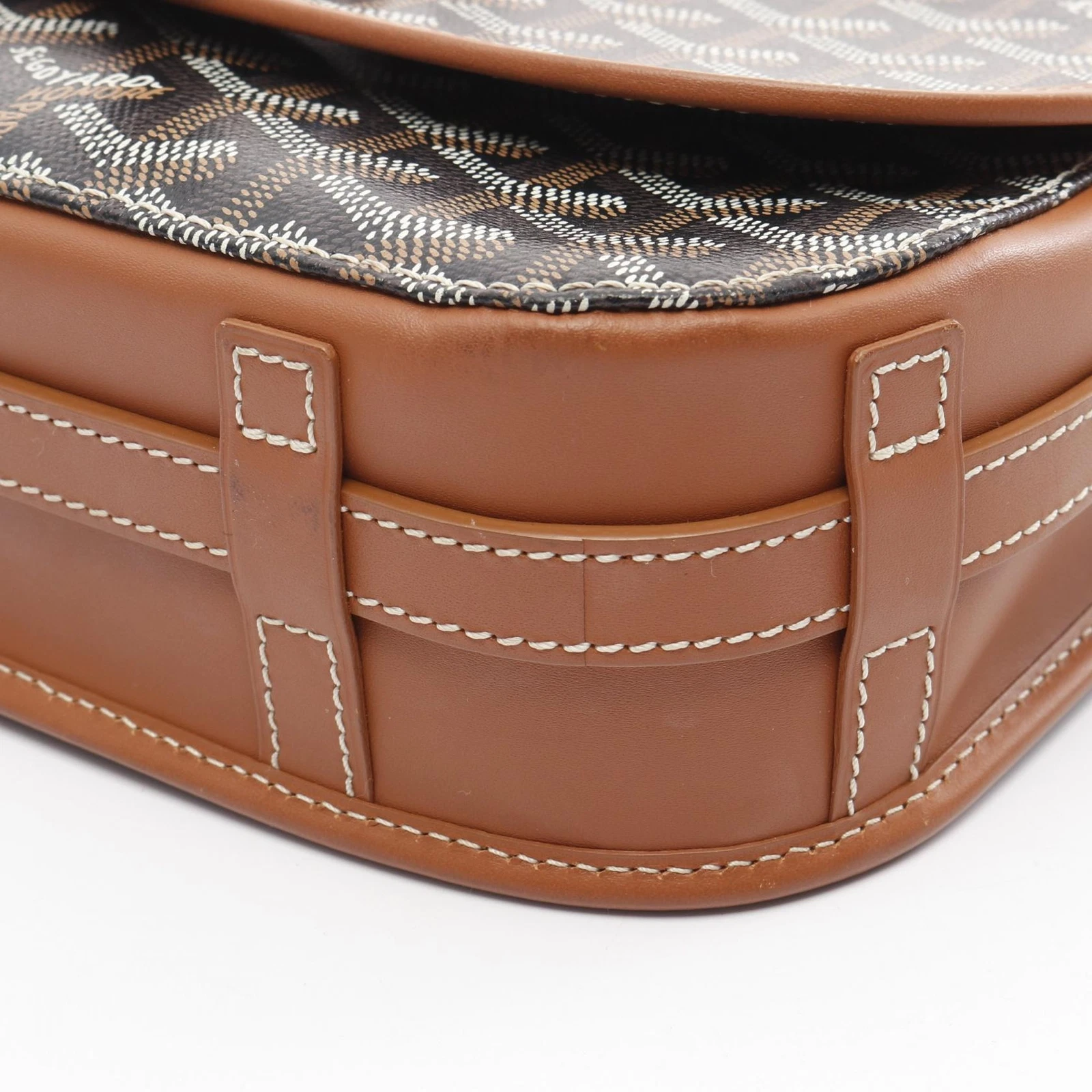 Borsa a tracolla GOYARD Belvedere PM tela pelle marrone nera usata donna