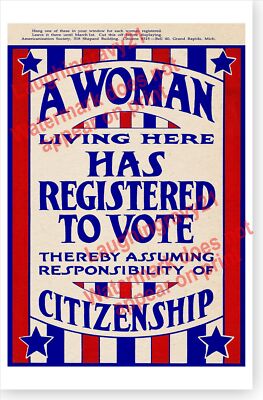 A Woman Living Here Has Registered To Vote Womens Suffrage Circa 1920 Poster