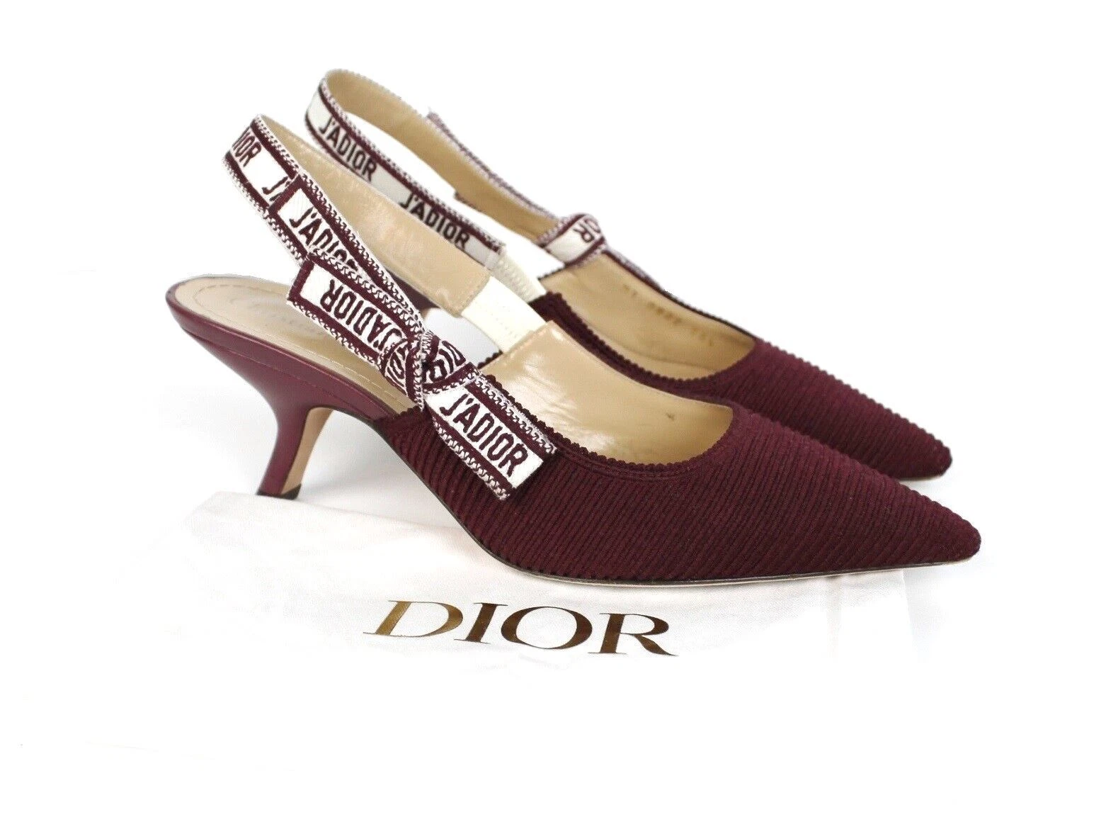 Pompe à fronde JADIOR coton brodé Christian Dior Bourgogne taille 38,5