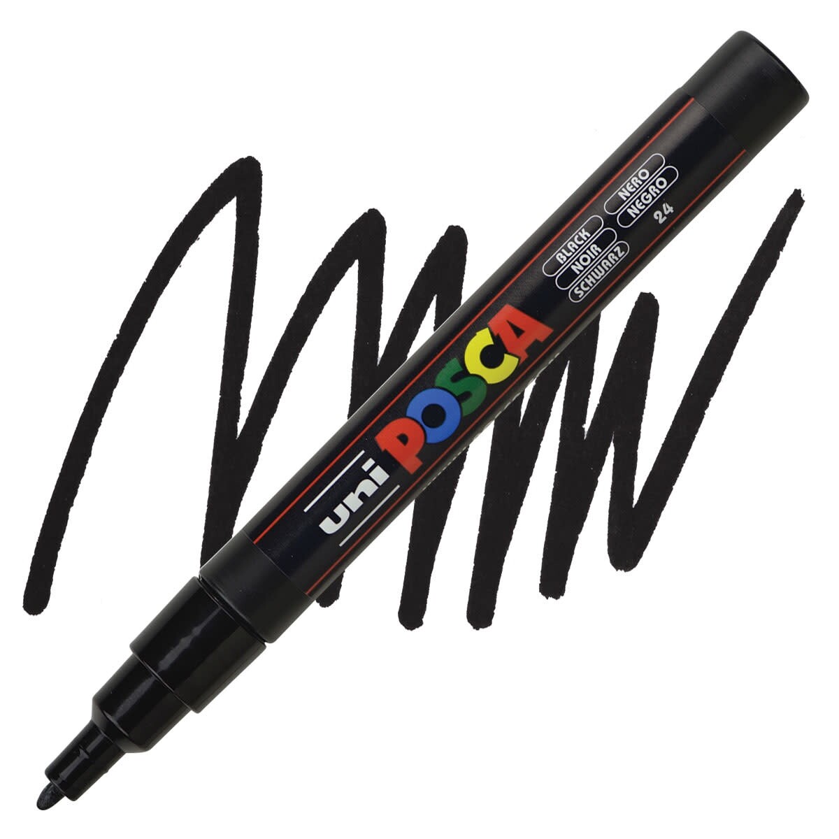 Posca 3M Fine Tip Black Acrylic Paint Marker with Opaque Ink-image