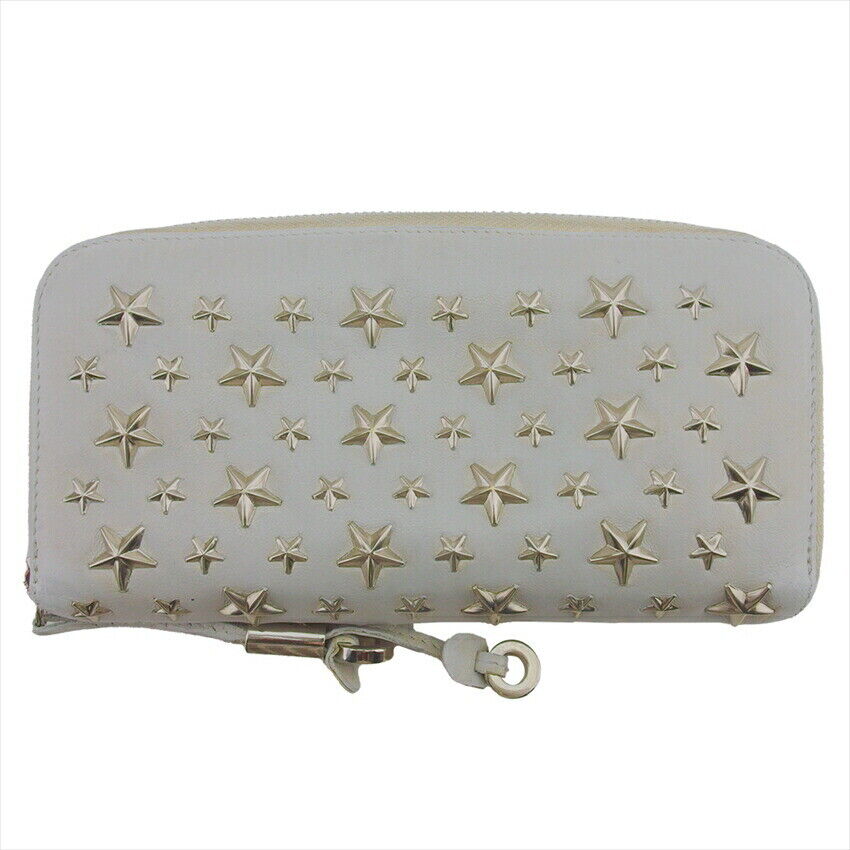 JIMMY CHOO Long Wallet Stars White Leather Authentic USED JIMMY CHOO Long Wallet Stars White Leather Authentic USED