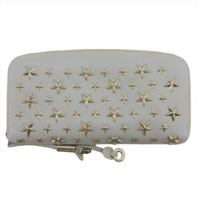JIMMY CHOO Long Wallet Stars White Leather Authentic USED JIMMY CHOO Long Wallet Stars White Leather Authentic USED