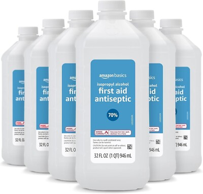 Amazon Basics 70% Isopropyl Alcohol First Aid Antiseptic Case Of 6 - 32 Fl Oz