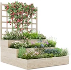 Wooden Raised Garden Bed Tiered Planter Box with Trellis Flower Vegetable Herb
