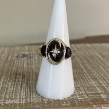 Bomb Party Obsidia ?She Owns The Night? Ring Black Obsidian, Gold RG24124 Sz 8
