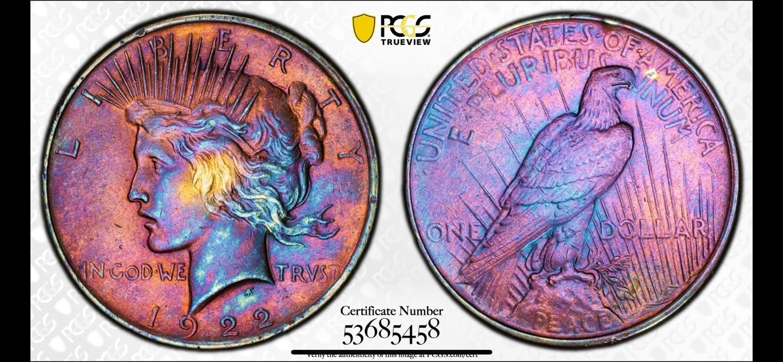 1922 Peace Dollar - PCGS Trueview - Double Sided Monster 🔥Museum Level Toning