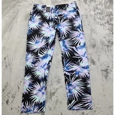 NEW No Boundaries Pants Mens L Purple Black Tie Dye Pull On Button Fly Lounge