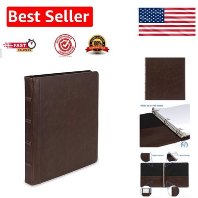 Professional Vintage Leather Binder - 0.5 Inch Round Rings, Stylish & Functional