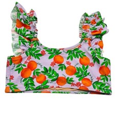 J. Crew Crewcuts Orange Floral Print Ruffle Bandeau Bikini Top Girls Sz 12 NWT