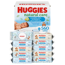 Huggies Natural Care Cucumber, Aloe and Vitamin E Baby Wipes 560 Wipes Total