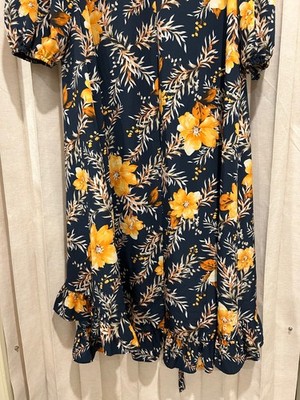 Francesca's Blue Rain wrap dress Size XL  Boho, Cottage Core, Peasant