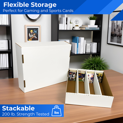 3200 Card Storage Box 4 Row White Cardboard With Lid 3200-Count - 4 Rows, White Cardboard With Lid, For Pokemon & More Trading Card Storage Box 3200 Card Storage Box 4 Row White Cardboard With Lid 3200-Count - 4 Rows, White Cardboard With Lid, For Pokemon & More Trading Card Storage Box