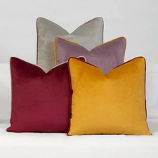 Decorative Throw Pillow Set of 4, 18" x 18" Solid Colorful Velvet Accent Pill...