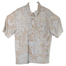 Quicksilver Waterman Hawaiian Aloha Shirt Mens Large Surfing Fall Leaf Tropical