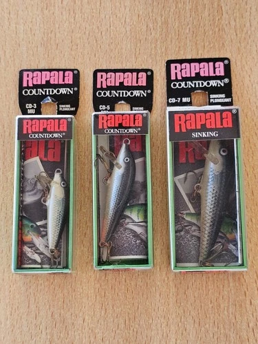 Lot of 3 RAPALA Fishing Lures Countdown MU CD3 & CD5 & CD7