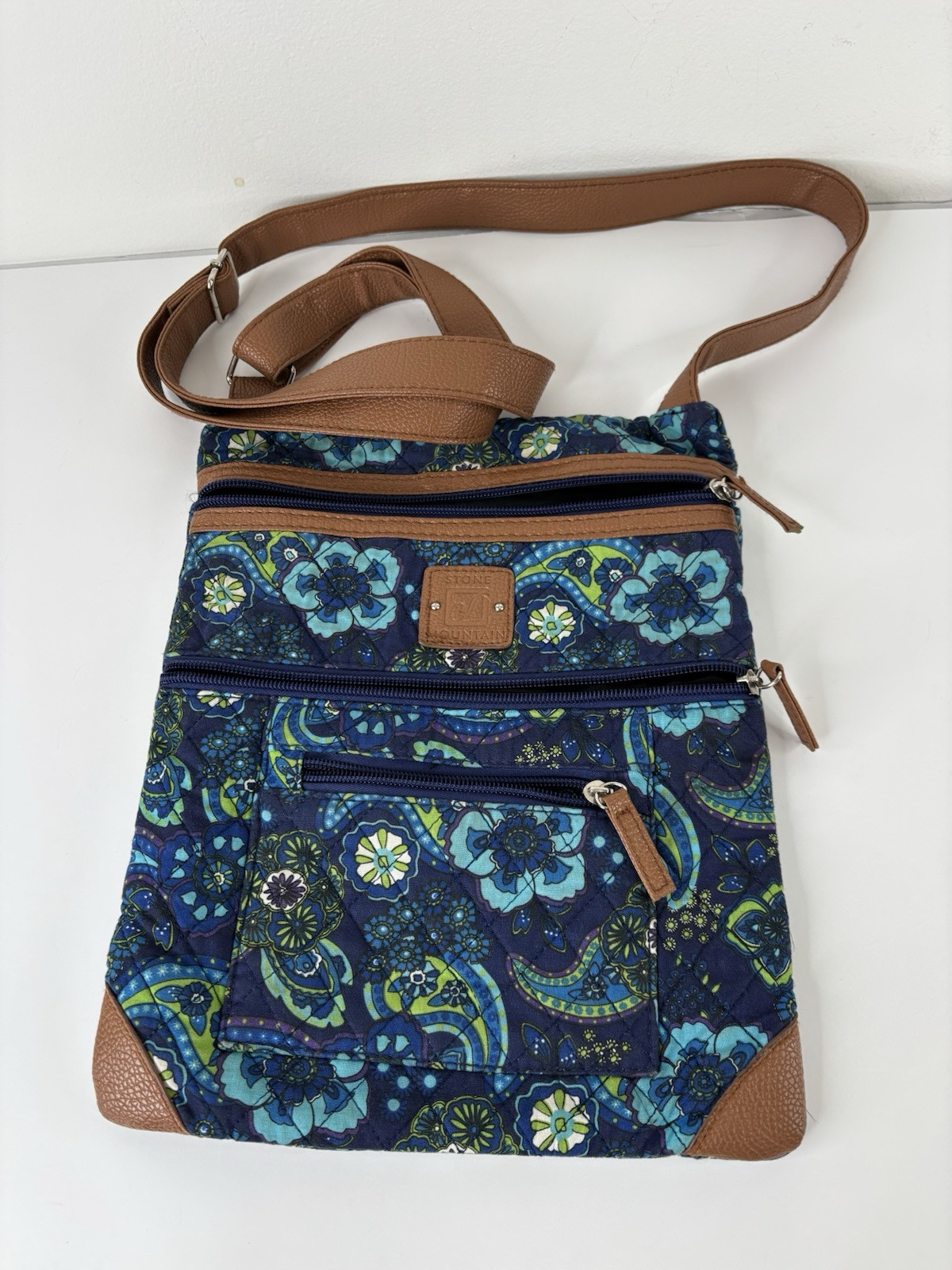 Women's Stone Mountain Handbag, Purse Crossbody Bag Blue/Navy Paisley