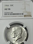 1966 Kennedy Half Dollar – NGC AU58 – 40% Silver – Certified AU 58 – Nice Coin