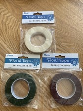 Set Of 3 Darice Floral Tape, White, Green & Brown. 5inx90ft Brand New And Sealed