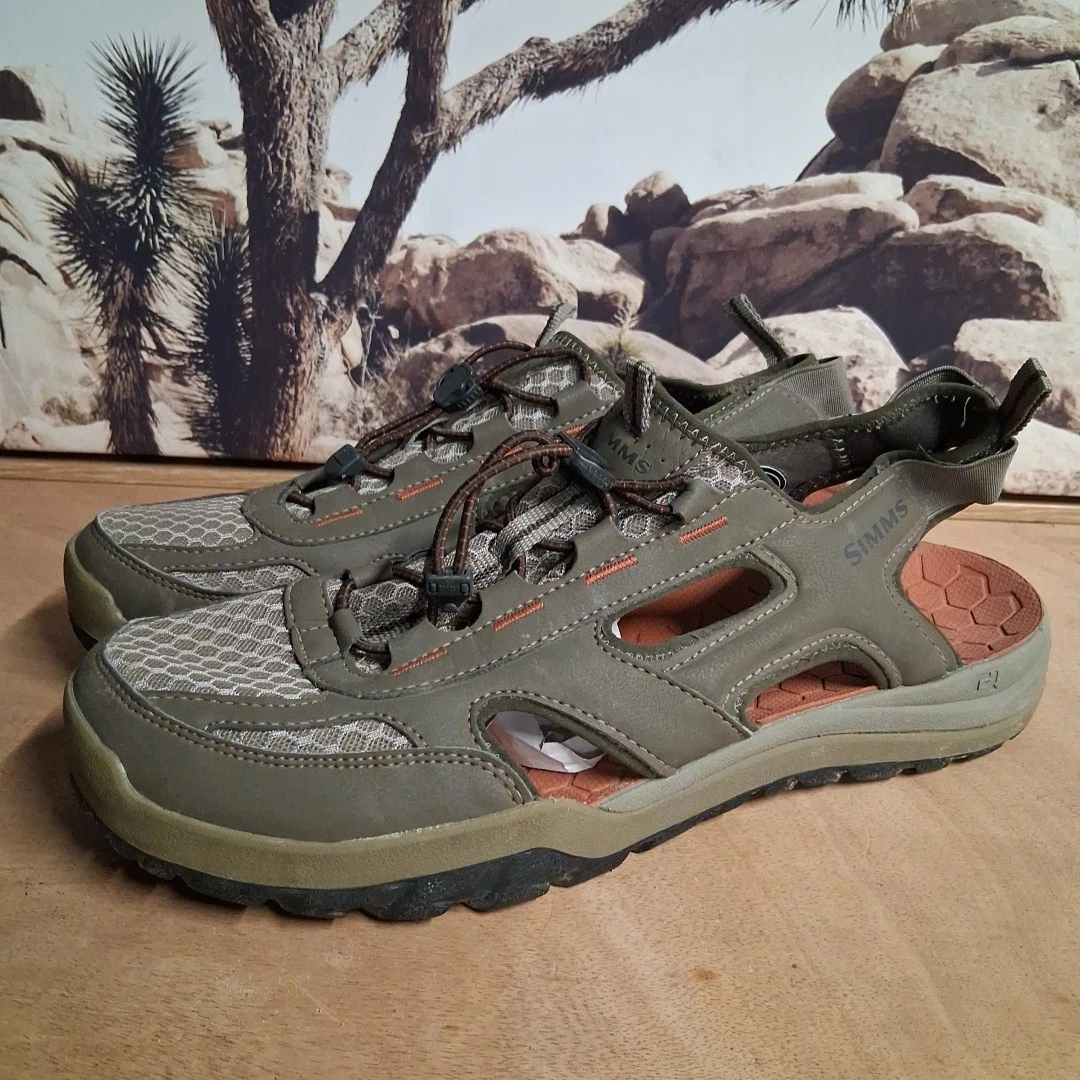 Simms RipRap Wading Sandals Tan/Orange color 14 Outdoor Fly Fishing Hiking