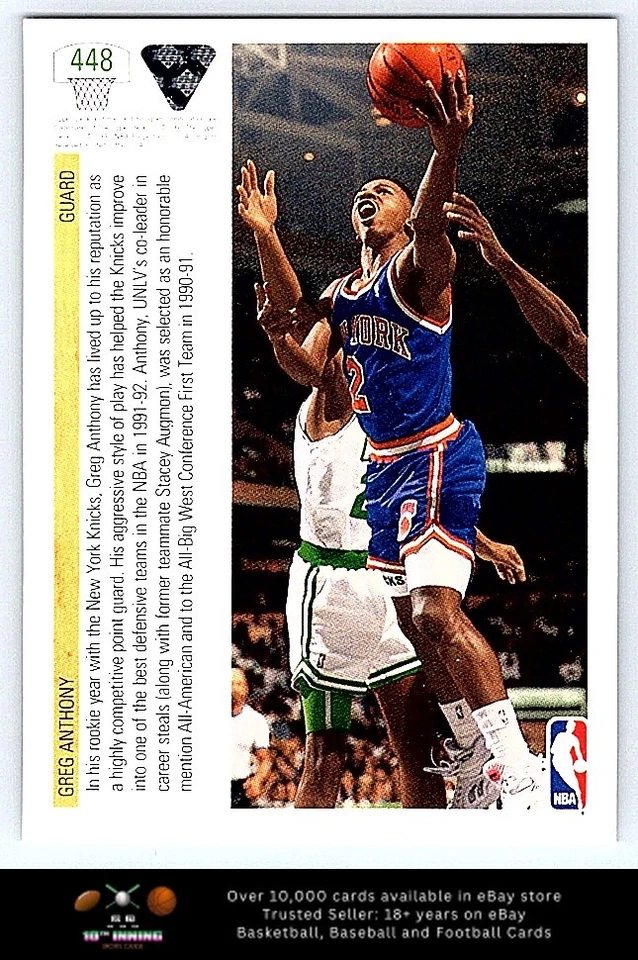 1991-92 Upper Deck BASKETBALL #448 Greg Anthony - Image 2 of 2