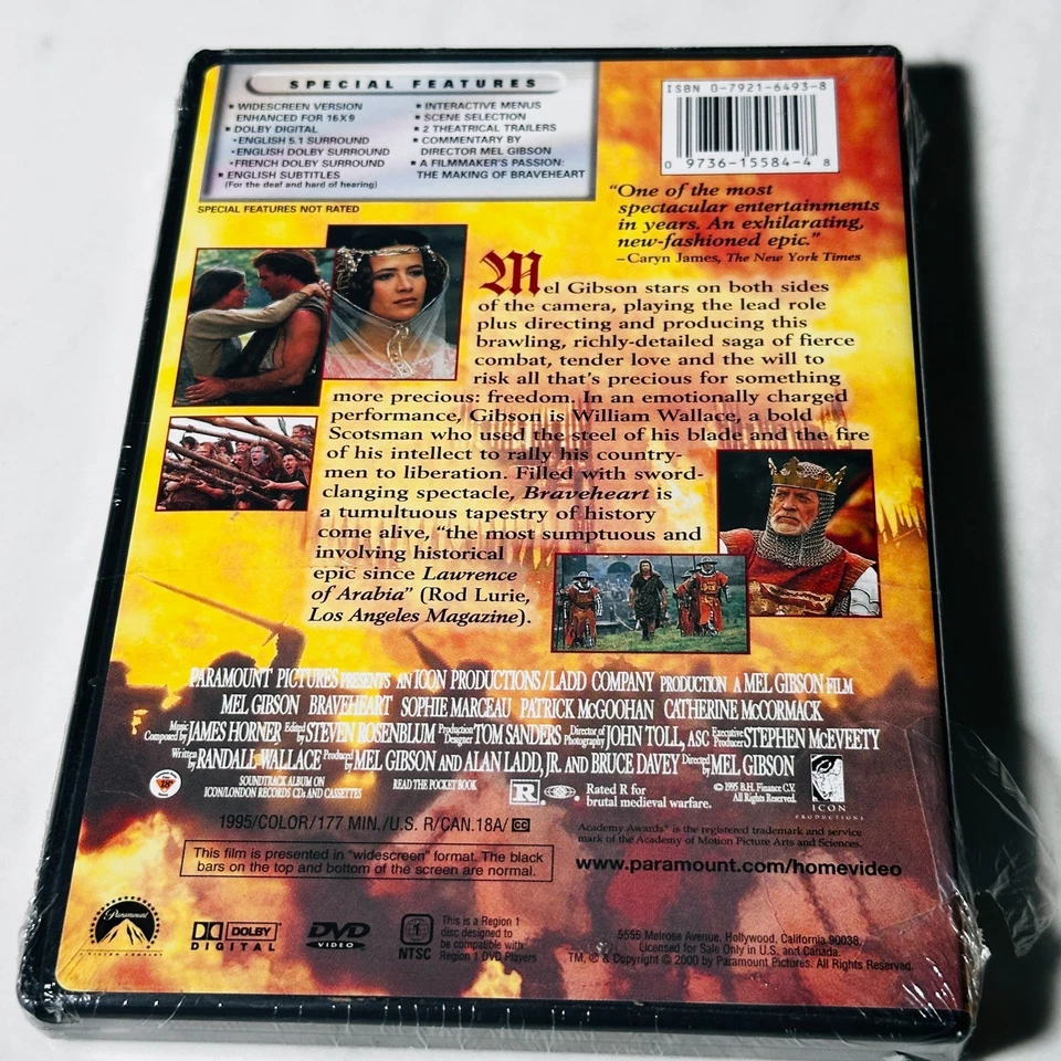 Braveheart - DVD - New / Sealed - Mel Gibson - Image 2 of 4