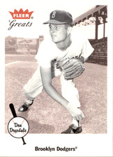 DON DRYSDALE 2002 Fleer Greats Base #24 Brooklyn Dodgers Baseball Trading Card