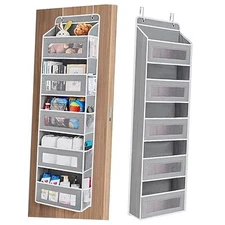  Over The Door Organizer Storage, 5 Shelf Hanging Door Organizer with 5 Large 