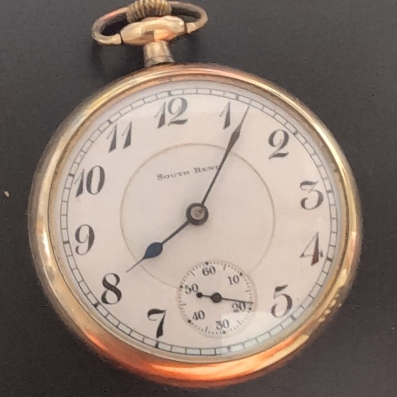 South Bend Panama 211 Gold Filled Open Face Pocket Watch 1930s Seconds