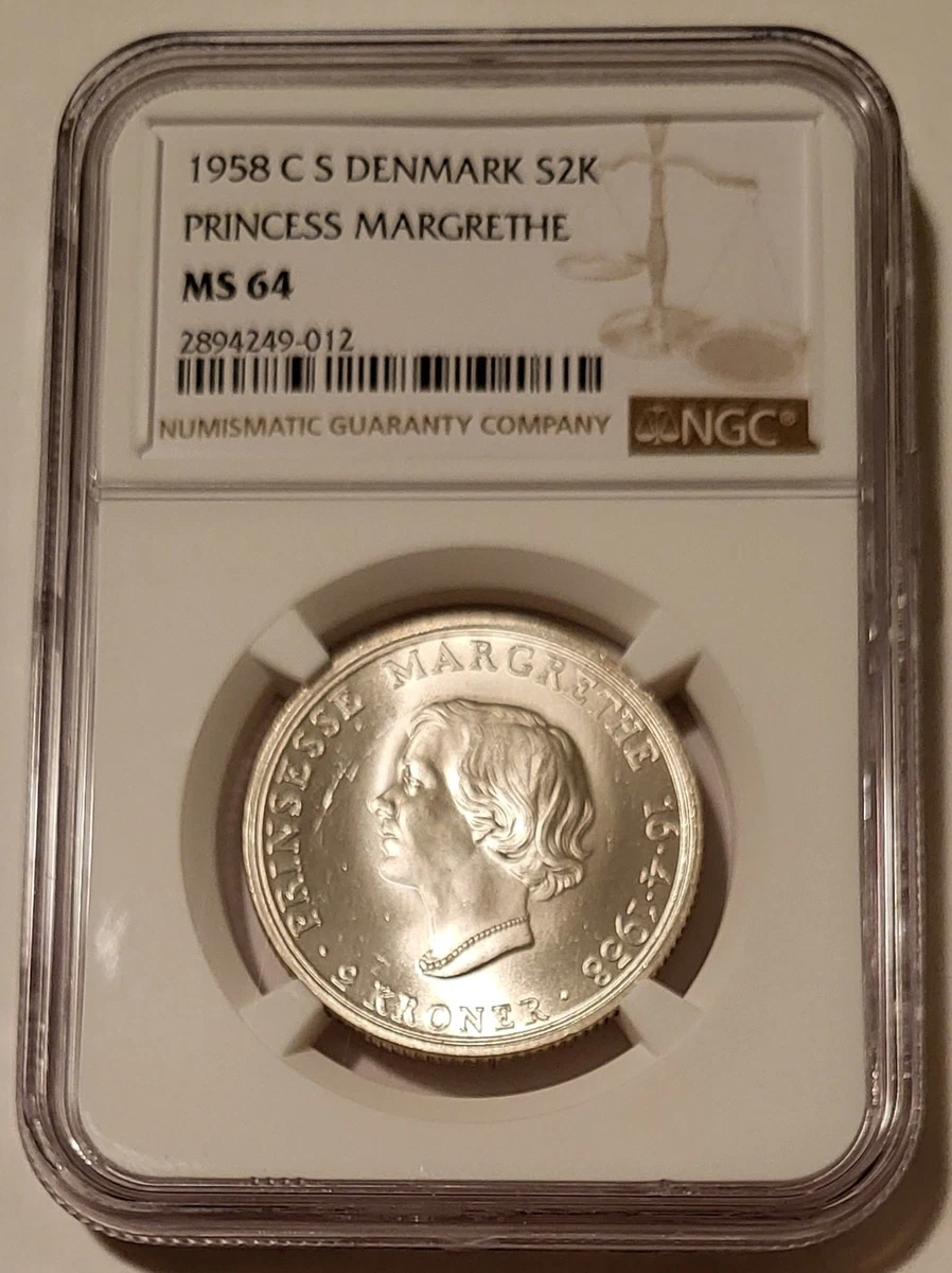 1958年 デンマーク 2クローネ プリンセス・マルグレーテ　NGC MS 64 1958 Danish Coins for sale | eBay