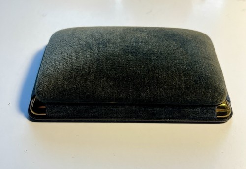 Antique Vintage HICKOK Blue Velvet Hard Shell Brass Jewelry Presentation Box