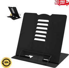 Metal Book Stand Adjustable Holder for Reading Full Black