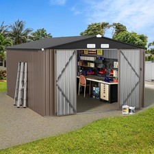 10x14 FT Outdoor Metal Storage Shed, Durable Garden Shed with Updated Frame US