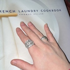 Sterling Silver Cocktail Band Ring Multi-Row Clear Stones Size 8